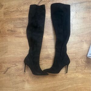 Aldo Black Suede Over-the-Knee Stiletto Boots
